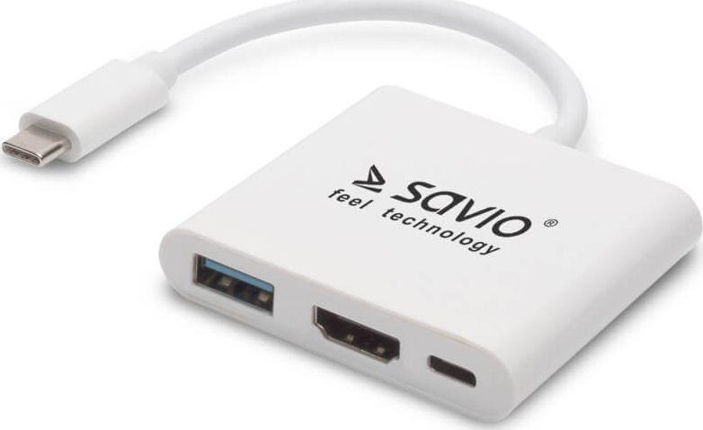 Docking station Savio AK-48 USB-C, i bardhë