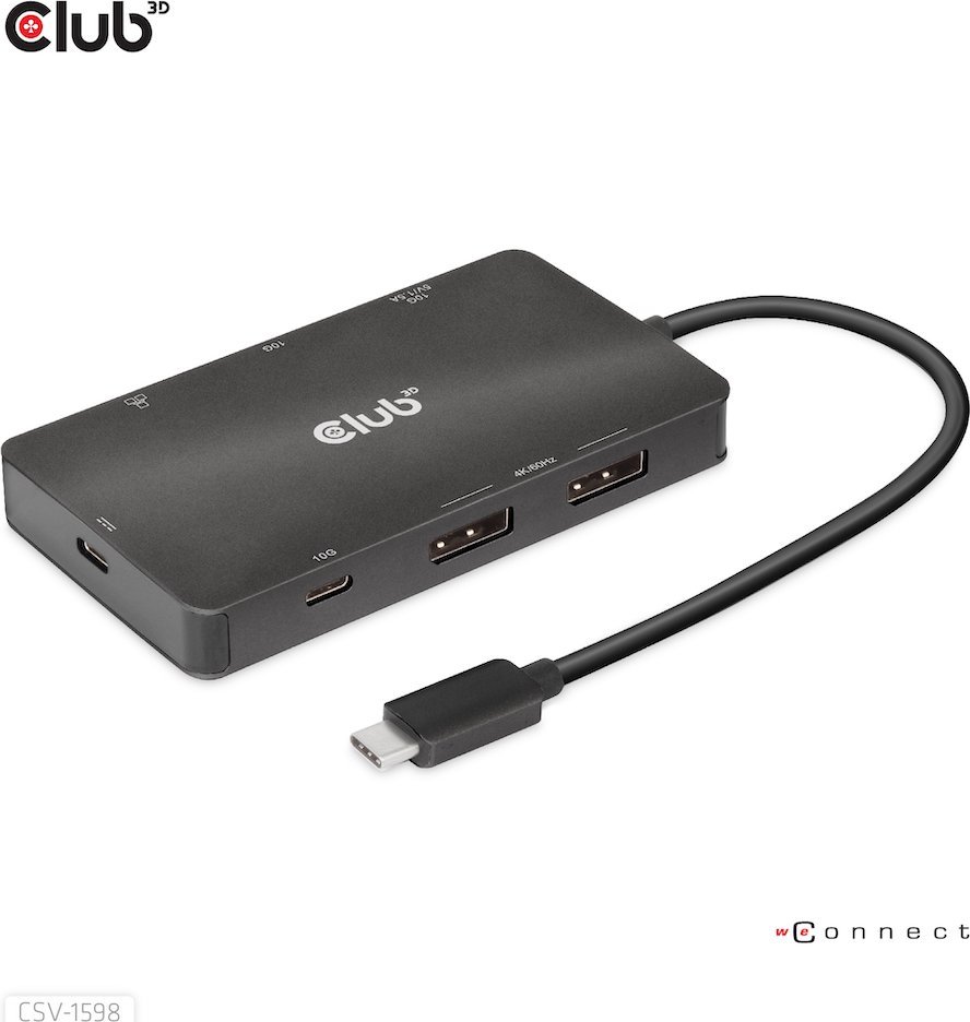 HUB USB Club 3D CSV-1598, 7 në 1, USB C 100W, i zi