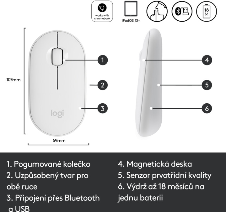 Maus Logitech M350, i bardhë