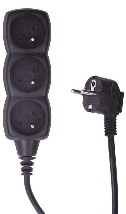 Kabllo zgjatëse EMOS, 3 priza, 5m, e zezë