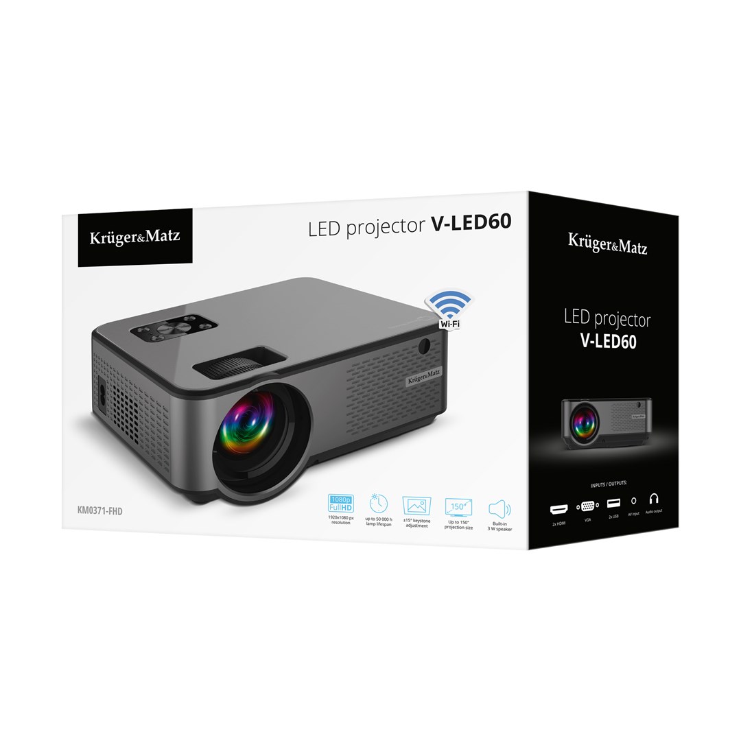 Projektor Kruger & Matz V-LED60, LED FHD, 1080p