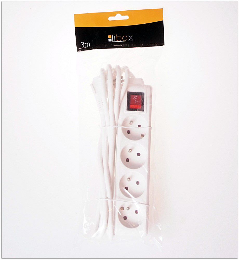 Kabllo elektrike Libox 4 +ritoçe, 1.5 m – Bojë e bardhë (Modeli LB0083-1.5)