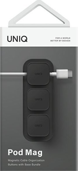 Organizues magnetik kabllosh Uniq Pod Mag, me bazë, gri e errët