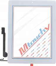 Panel prekës MUSTTBY për iPad 4, me buton Home, me sticker të pasëm, i bardhë