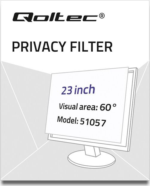 Filtër privatësie për monitor Qoltec GDPR 51057, 23", 16:9, i zi