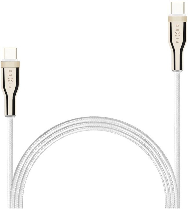 Кабел FIXED USB-C - USB-C, USB 2.0, PD 100W, 1.2м, бел