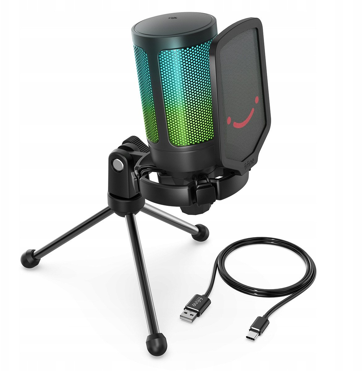 Mikrofon kondenzator Fifine A6V AmpliGame, USB, RGB, i zi