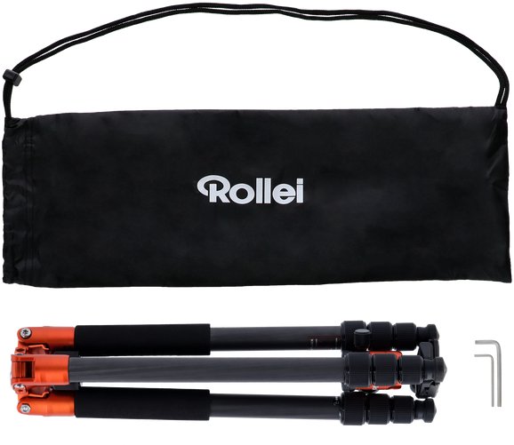 Tripod fotograﬁk Rollei C5i Carbon, karboni, 3 seksione, portokalli
