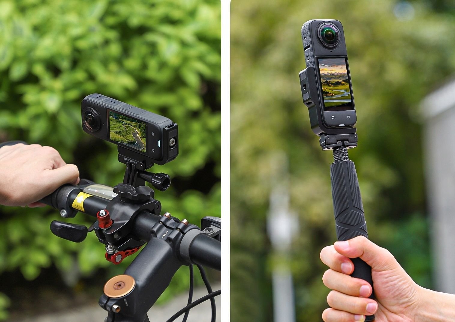 Mbajtëse SunnyLife për GoPro Insta360 X4, fije 1/4", për shina dhe korniza, e zezë