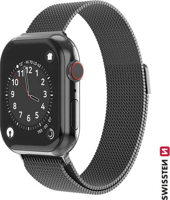 Rrip metalik Swissten Mesh për Apple Watch, 42–44 mm, i zi