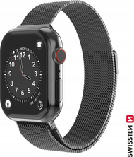 Rrip metalik Swissten Mesh për Apple Watch, 42–44 mm, i zi