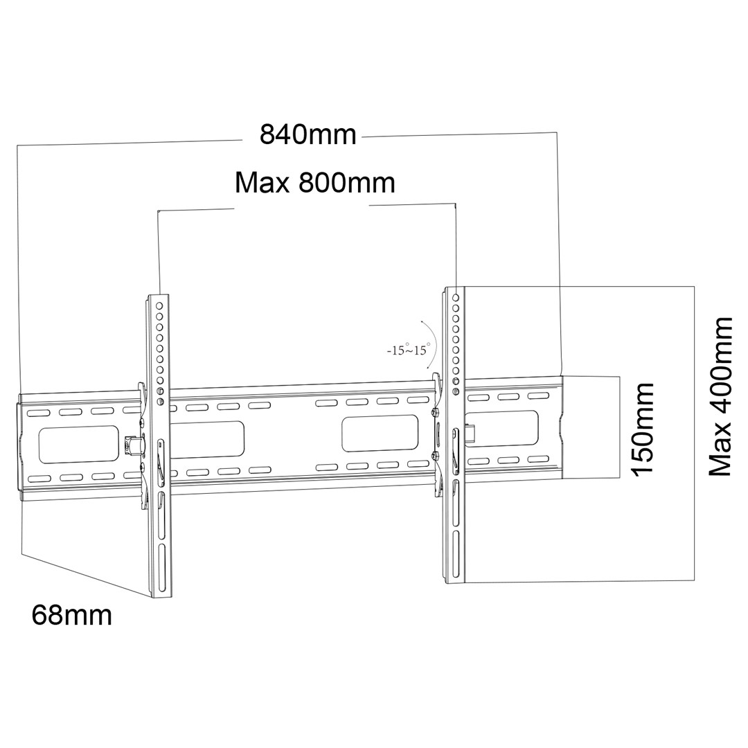 Mbajtëse për TV Maclean MC-422, 43-100", VESA 800x400, 120kg, e zezë