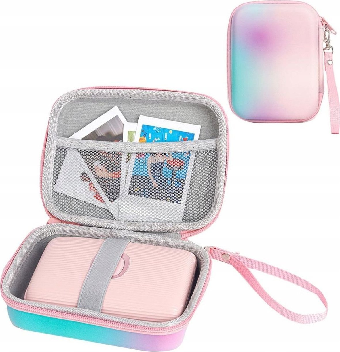 Çantë mbrojtëse LoveInstant për Fujifilm Instax Mini Evo LiPlay Square Link, me rrip dore, multicolor ombre