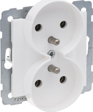 Prizë dyshe Legrand SUNO 721191, 2x2P+E, 16A 250V, e bardhë