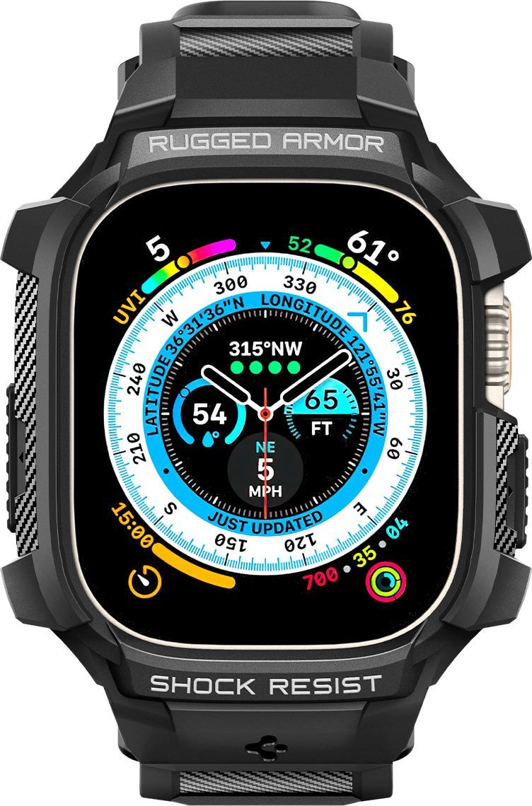 Kësë dhe rrip për orë Spigen Rugged Armor Pro, Apple Watch Ultra 49mm, i zi