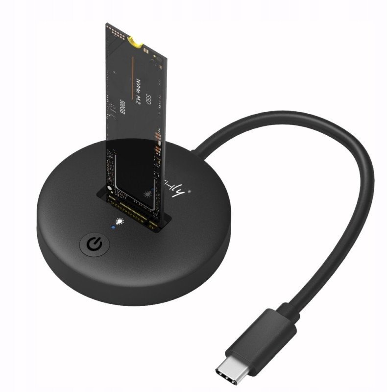 Docking station për SSD Techly I-CASE USB3-QUICKTY, M.2 SATA NVMe, USB C 10Gbps, i zi