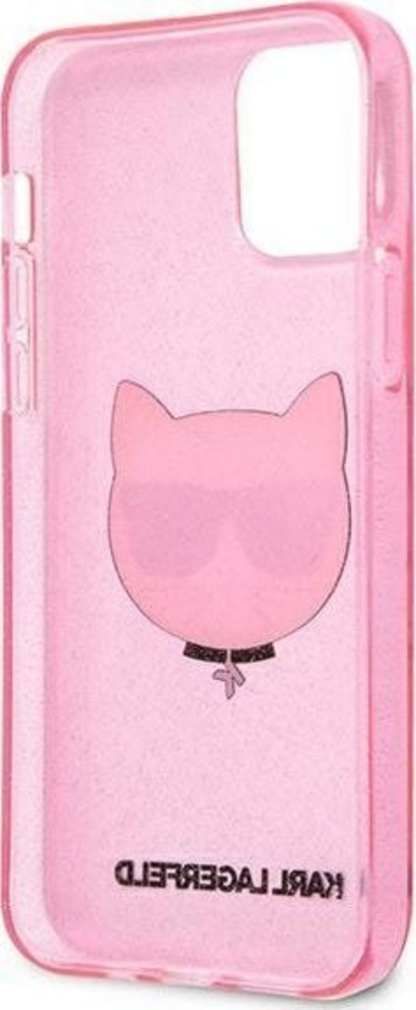 Mbrojtëse Karl Lagerfeld Choupette Head Collection për iPhone 12 mini, rozë