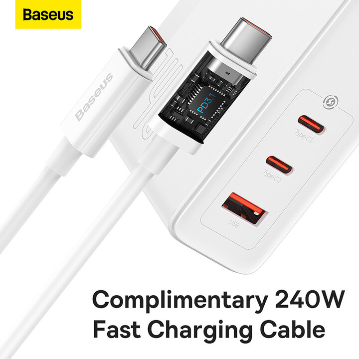 Karikues Baseus GaN5 Pro, 2x USB-C, USB-A, 140W, i bardhë