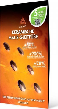 Glajderë qeramikë për maus LEXIP MO42, set 6 copë, gaming, të bardhë