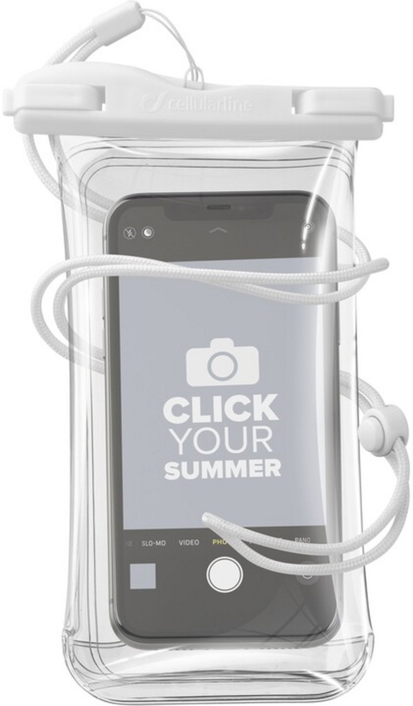 Mbështjellëse e papërshkueshme nga uji CellularLine për celular, universale, IPX8, e bardhë