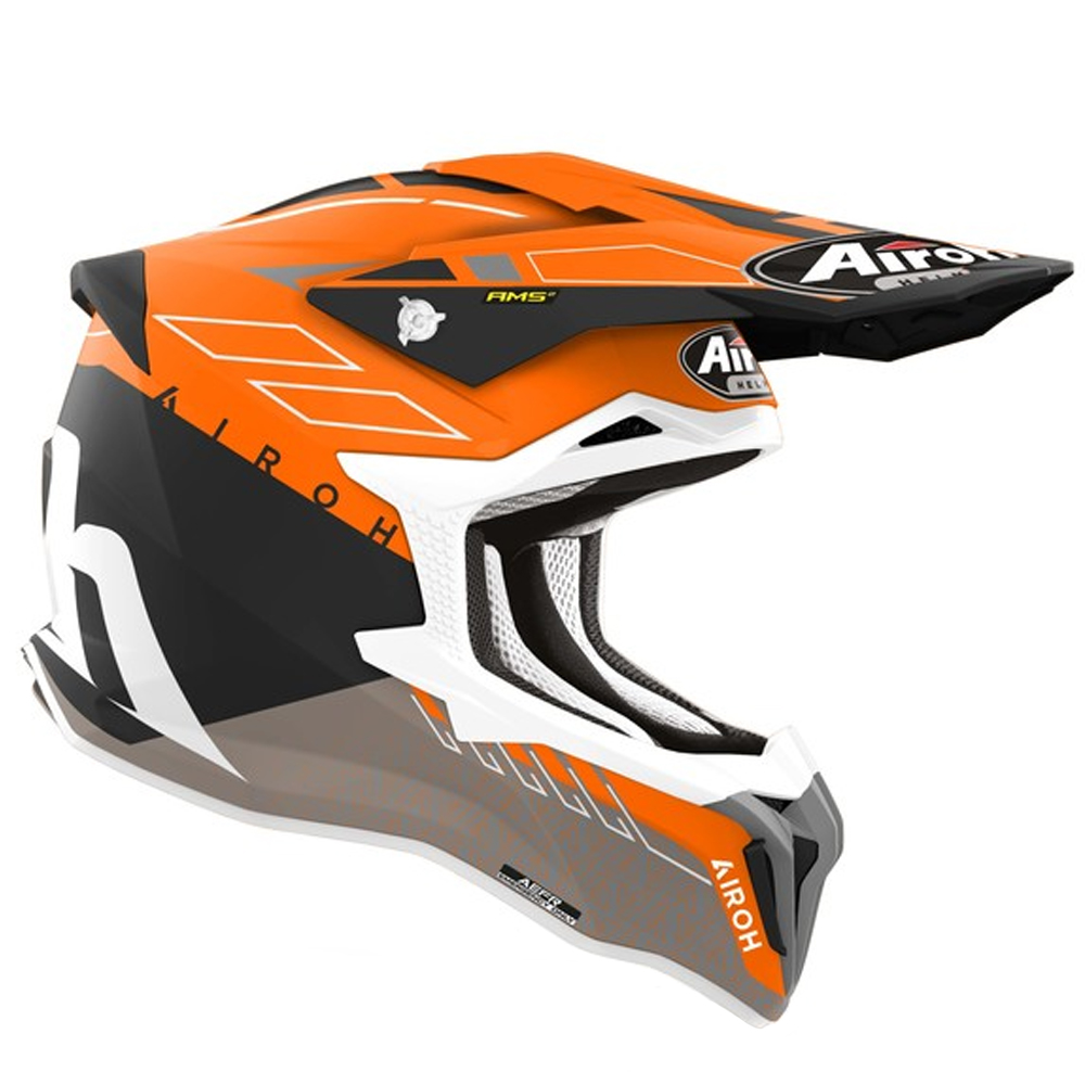 Каска мотокрос Airoh Strycker Skin, големина M, портокалова