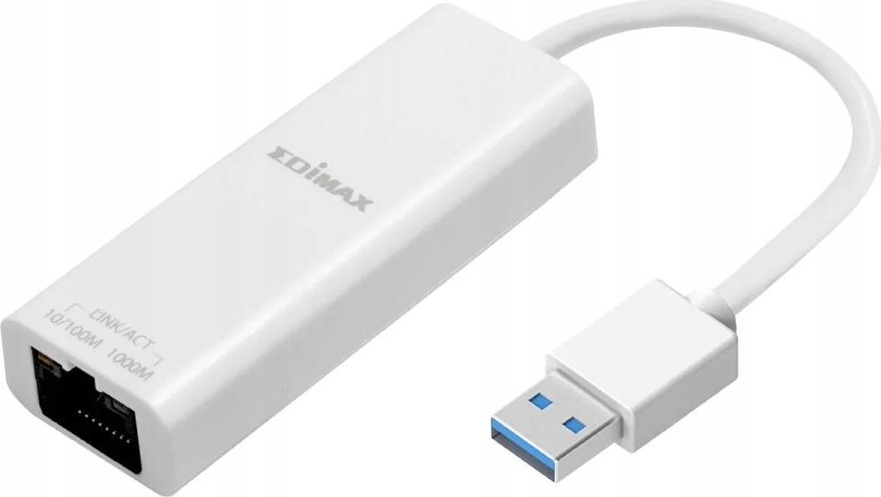 Адаптер за мрежа Edimax EU-4306 V2, USB A во Gigabit Ethernet, 1000 Mbps, бел