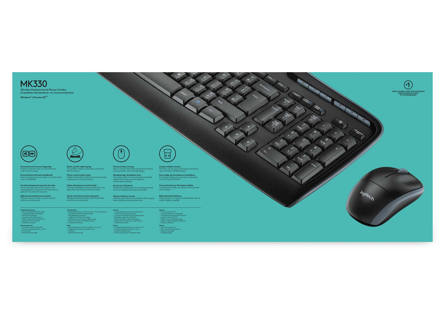 Set tastierë dhe maus Logitech Wireless Combo MK330, USB, 2.4GHz, e zezë