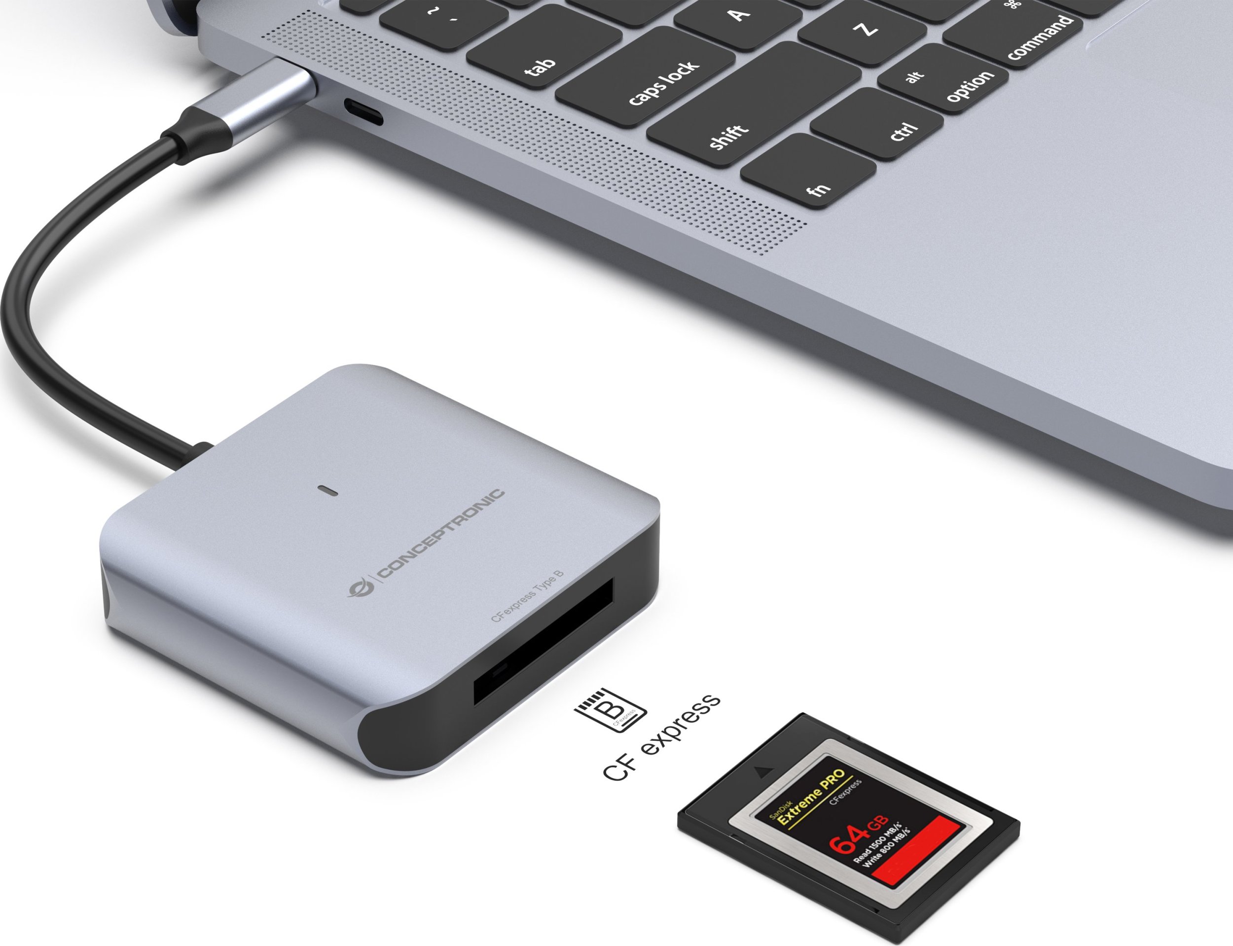 Читач на картички Conceptronic BIAN08G, CFexpress 2.0 Type B, USB 3.2 Gen 2, црна