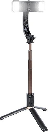 Рачен стабилизатор гимбал за телефон, селфи стап 78cm, преклоплив статив, со ЛЕД светла