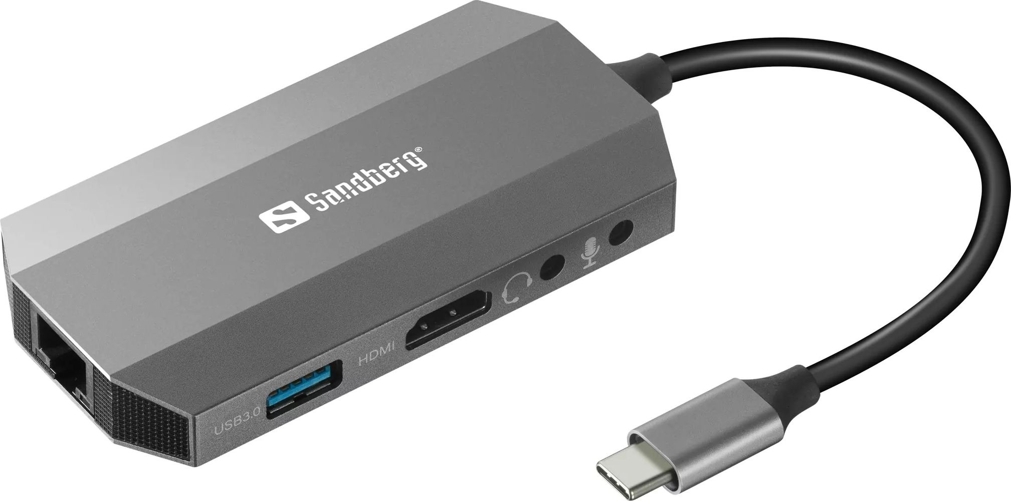 Dok udhëtimi Sandberg USB-C 6-në-1, 100W, HDMI 4K, i argjendtë