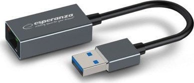 Adapter USB në RJ45 Esperanza ENA101, Gigabit Ethernet 1000 Mbps, USB 3.0, gri