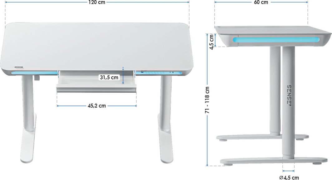 Tavolinë SENSE7 NOMO, 120 cm x 60 cm, e bardhë