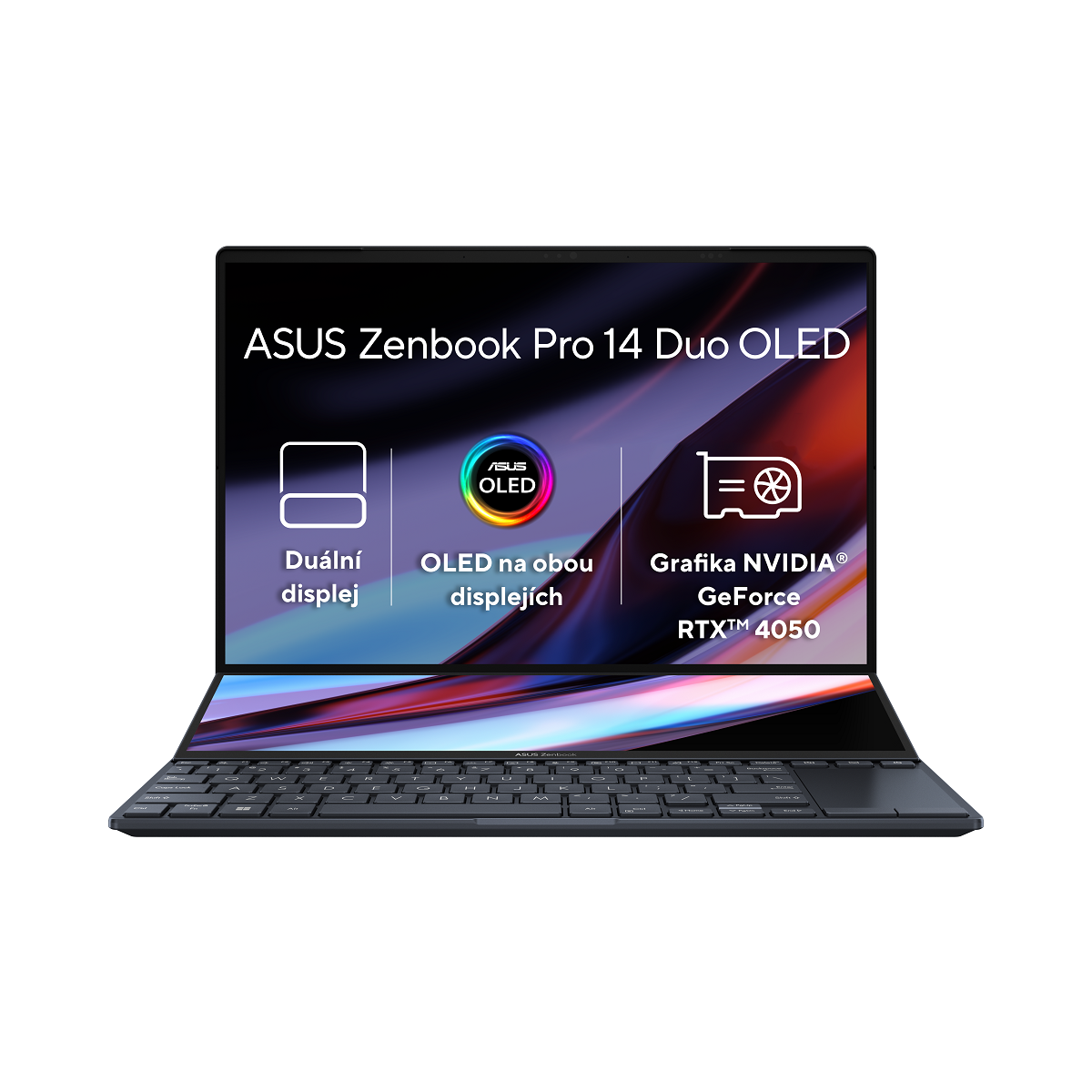 Laptop ASUS Zenbook Pro Duo, 14.5\", WQXGA, Intel i7-13700H, NVIDIA GeForce RTX 4050, 16GB RAM, 1TB SSD, црн