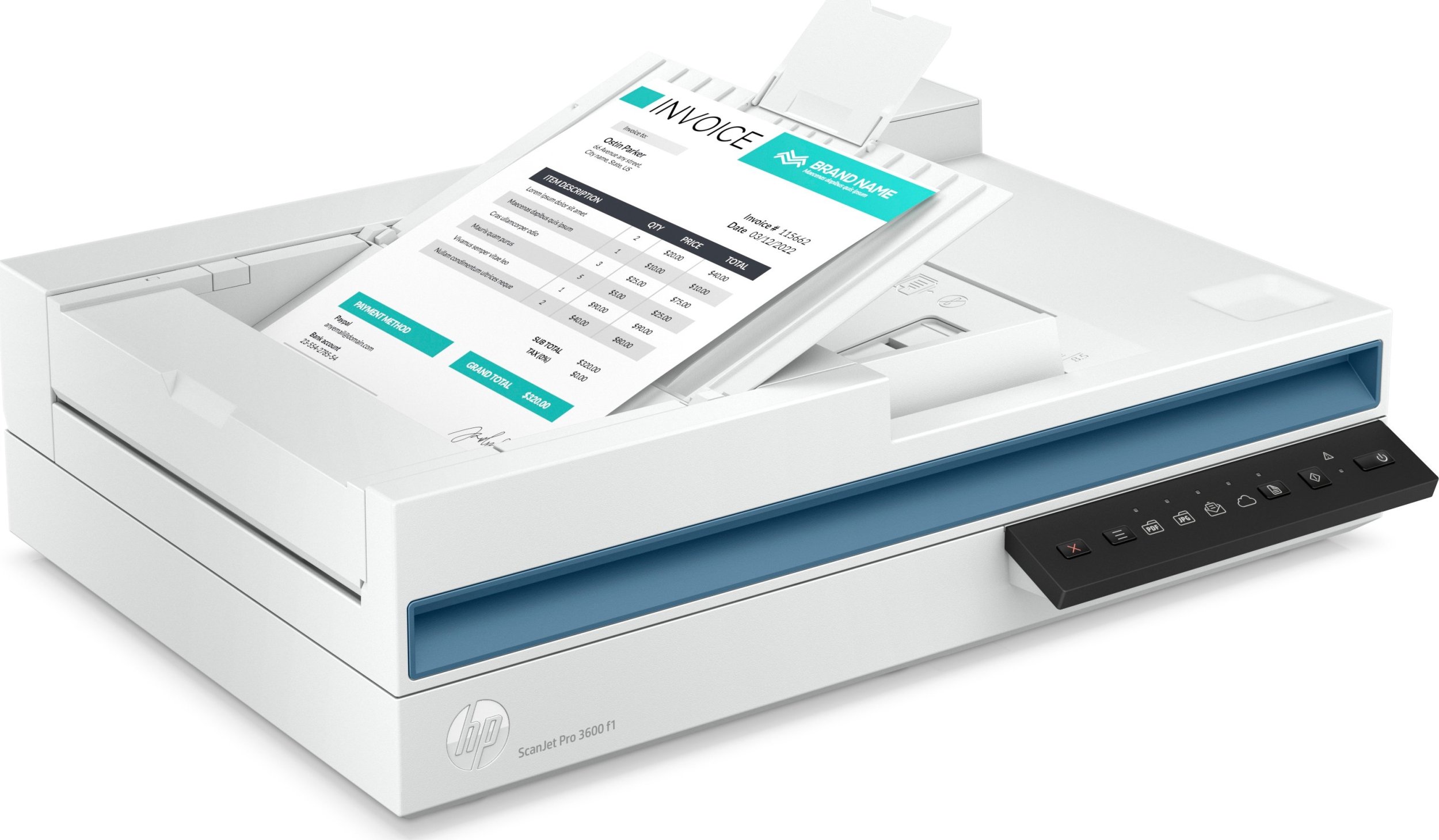 Скенер HP ScanJet Pro 3600 F1, рамнен со ADF, 1200 x 1200 DPI, A4, бел