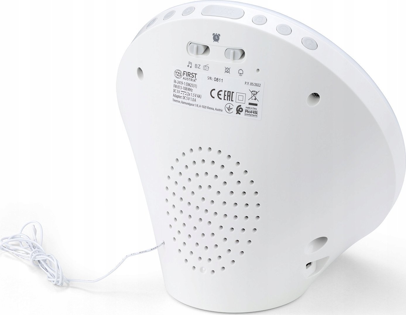 Сончев будилник Solar Alarm Clock, FM радио, LED светло за будење, бел