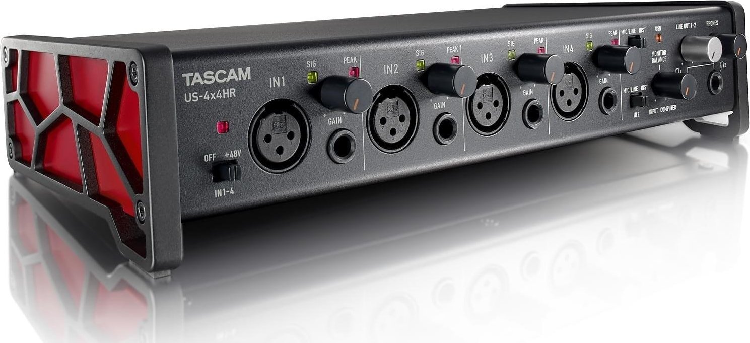 Interfejs audio USB Tascam US-4x4HR, 4 hyrje 4 dalje, 24 bit 192 kHz, i zi
