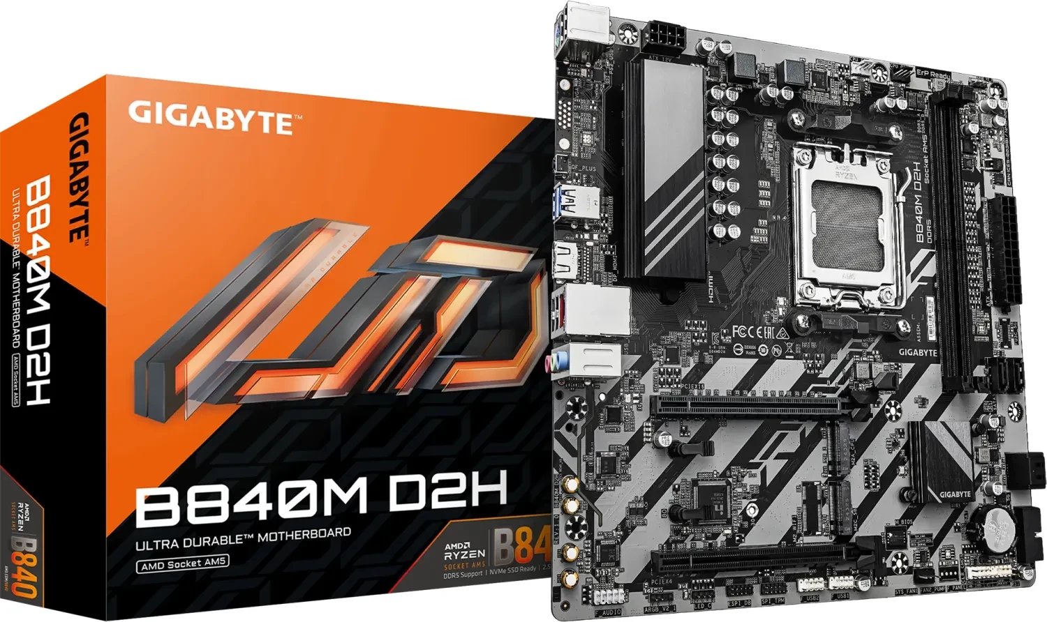 Pllakë amë Gigabyte B840M D2H, AMD Ryzen 9000, DDR5, 2.5GbE LAN