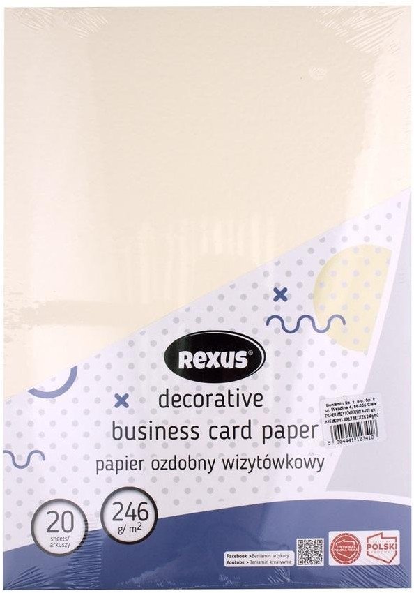 Letër dekorative Beniamin Business Card A4 Large Hammer, 246 g/m², 20 fletë, ngjyrë krem