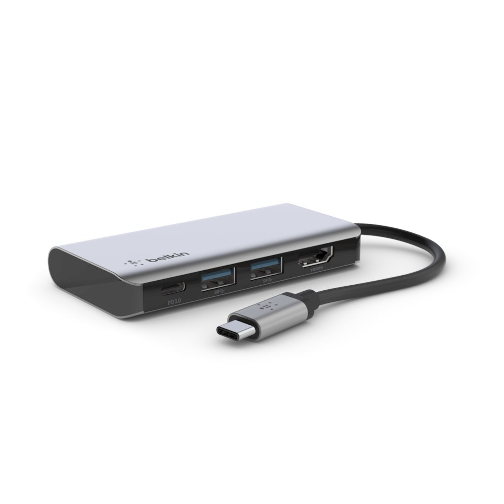 USB Hub Belkin, 4 porte, USB-C, HDMI 4K, e hirtë