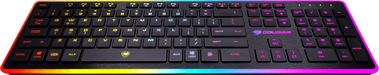 Tastierë gaming Cougar Vantar, profile i ulët, ndriçim 8 ngjyra, shumëngjyrëshe