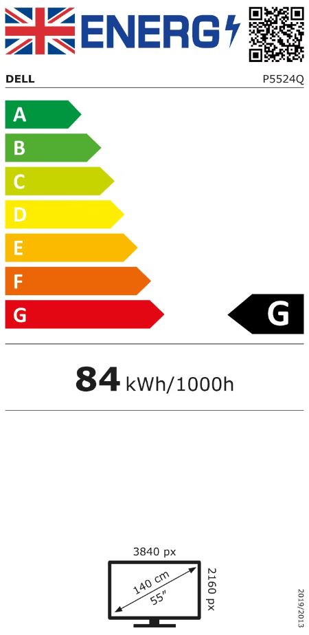 Монитор Дел P5524Q, 55\", VA, 4K UHD, црн