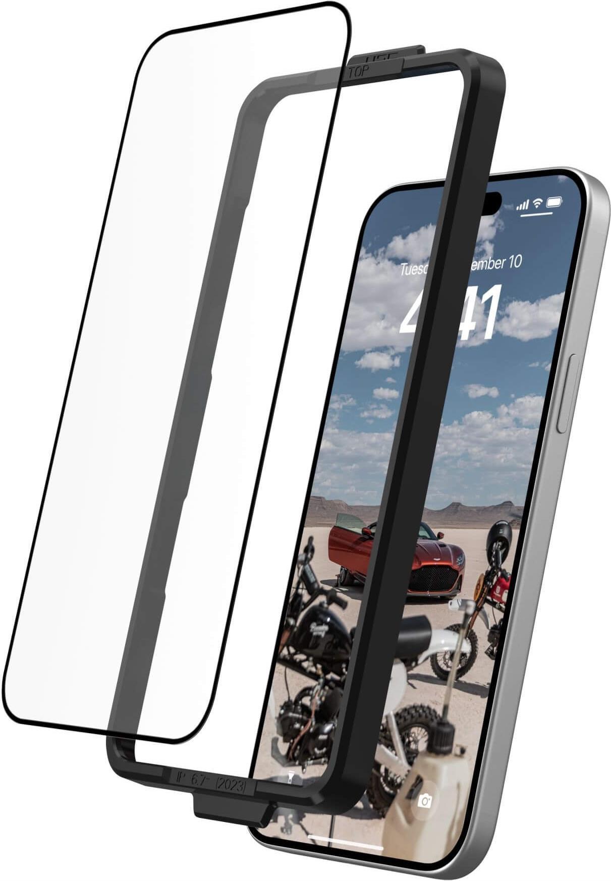 Заштита за екран UAG Glass Shield Plus за iPhone 15 Plus, 6.7\", калено стакло 9H, проѕирно