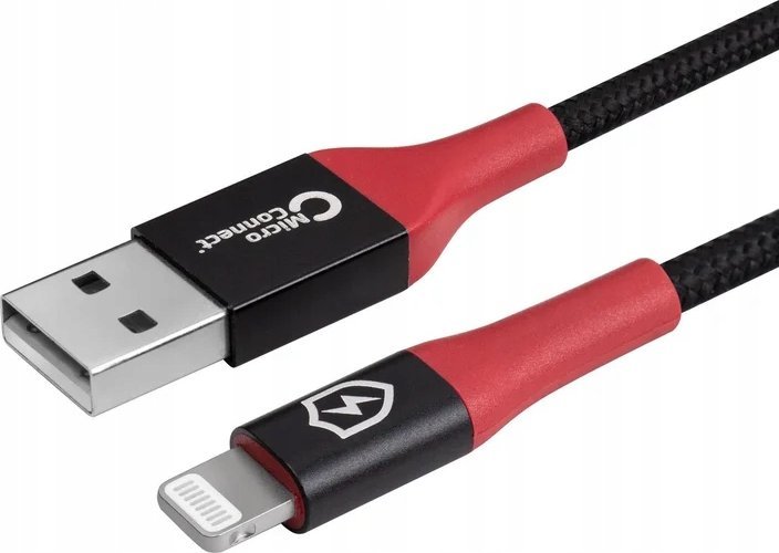 Kabllo USB MicroConnect Lightning në USB A, 1.5m, 2.4A, e zezë