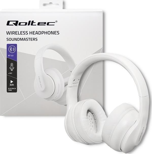 Безжични слушалки Qoltec 50845, Bluetooth 5.0, микрофон, црни