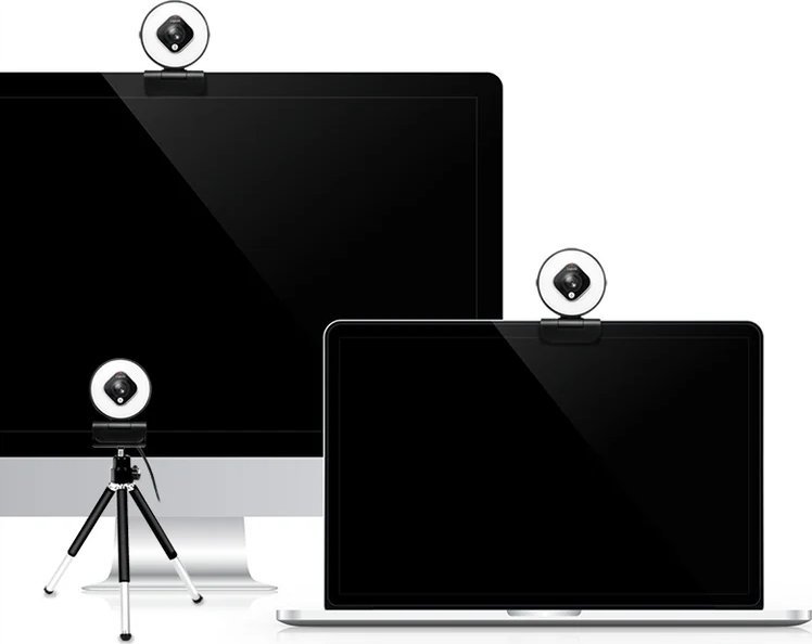 Webcam LogiLink UA0384, Full HD 1080p, me dritë rrethore, i zi e bardhë