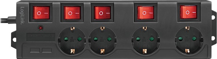 Заштитна лента од струја LogiLink LPS251, 4 приклучници, кабел 1.5 m, црна