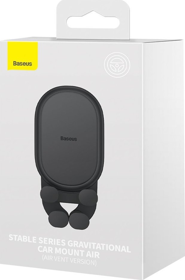 Mbajtëse telefoni për veturë Baseus Stable Gravitational, montim në grilë ajri, gravitetale, e zezë