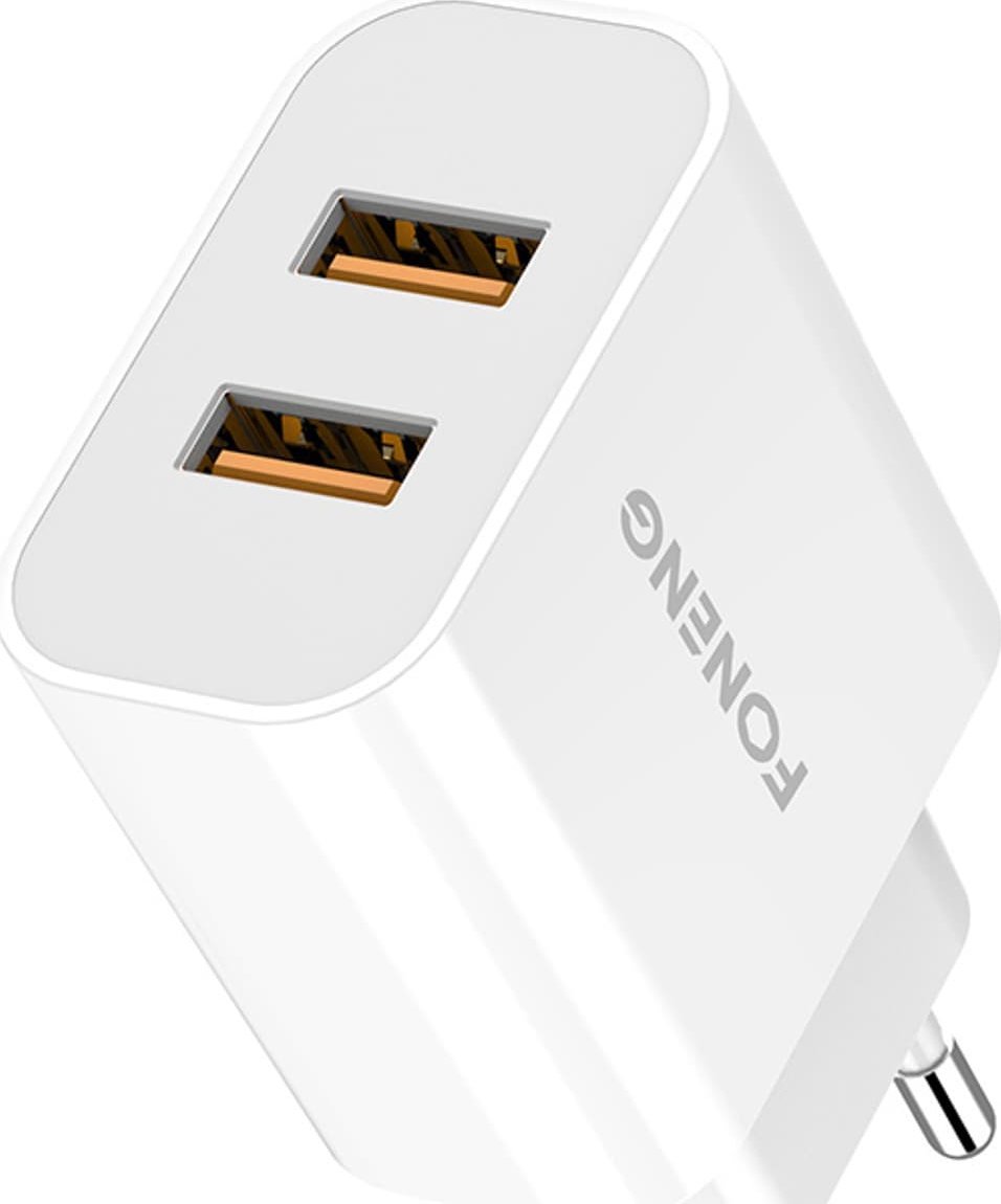 Karikues muri Foneng EU45, 2x USB, 12W, me kabllo Micro USB, i bardhë
