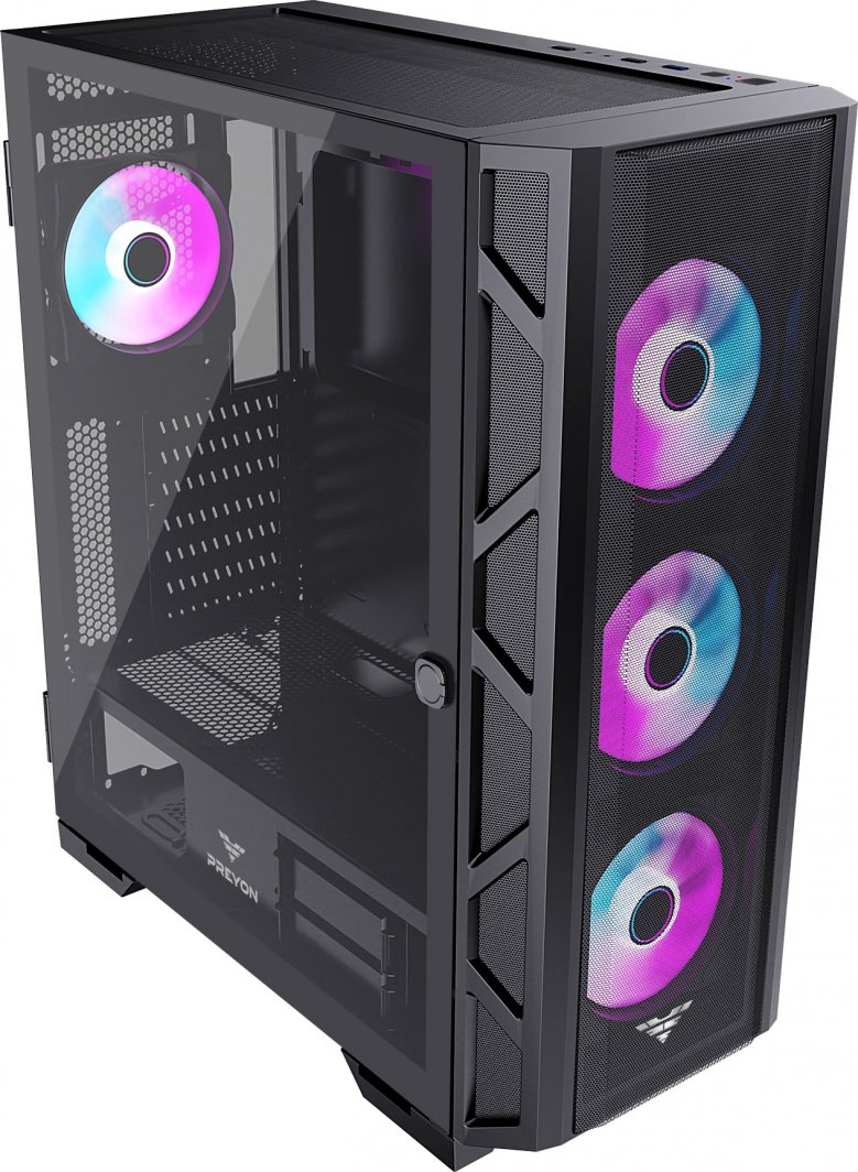 Куќиште за компјутер PREYON Nest Meshy+ (PRENMP04B), црна боја