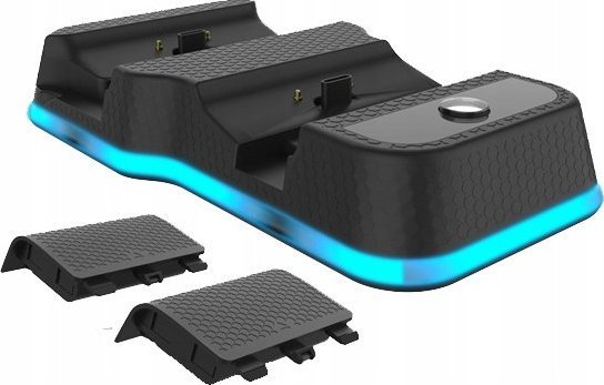 Stacion karikues JYS JYS-X129 për Xbox One Series X, 2 bateri 600mAh, USB Type-C, i zi